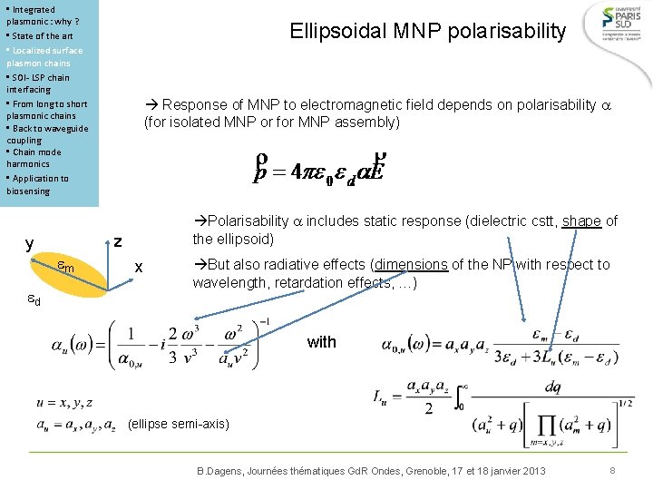  • Integrated plasmonic : why ? • State of the art • Localized