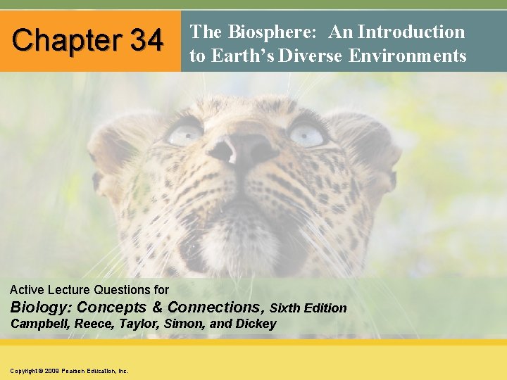 Chapter 34 The Biosphere: An Introduction to Earth’s Diverse Environments Active Lecture Questions for
