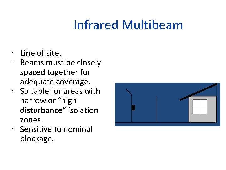 Infrared Multibeam Line of site. Beams must be closely spaced together for adequate coverage.
