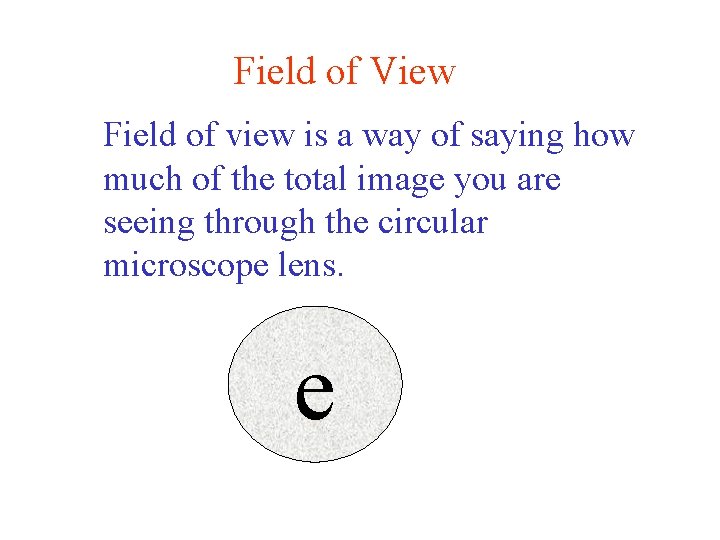 Field of View Field of view is a way of saying how much of