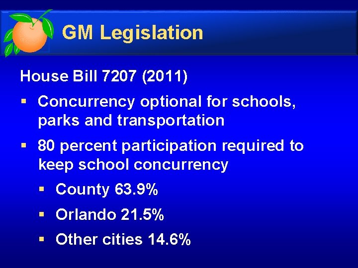 GM Legislation House Bill 7207 (2011) § Concurrency optional for schools, parks and transportation