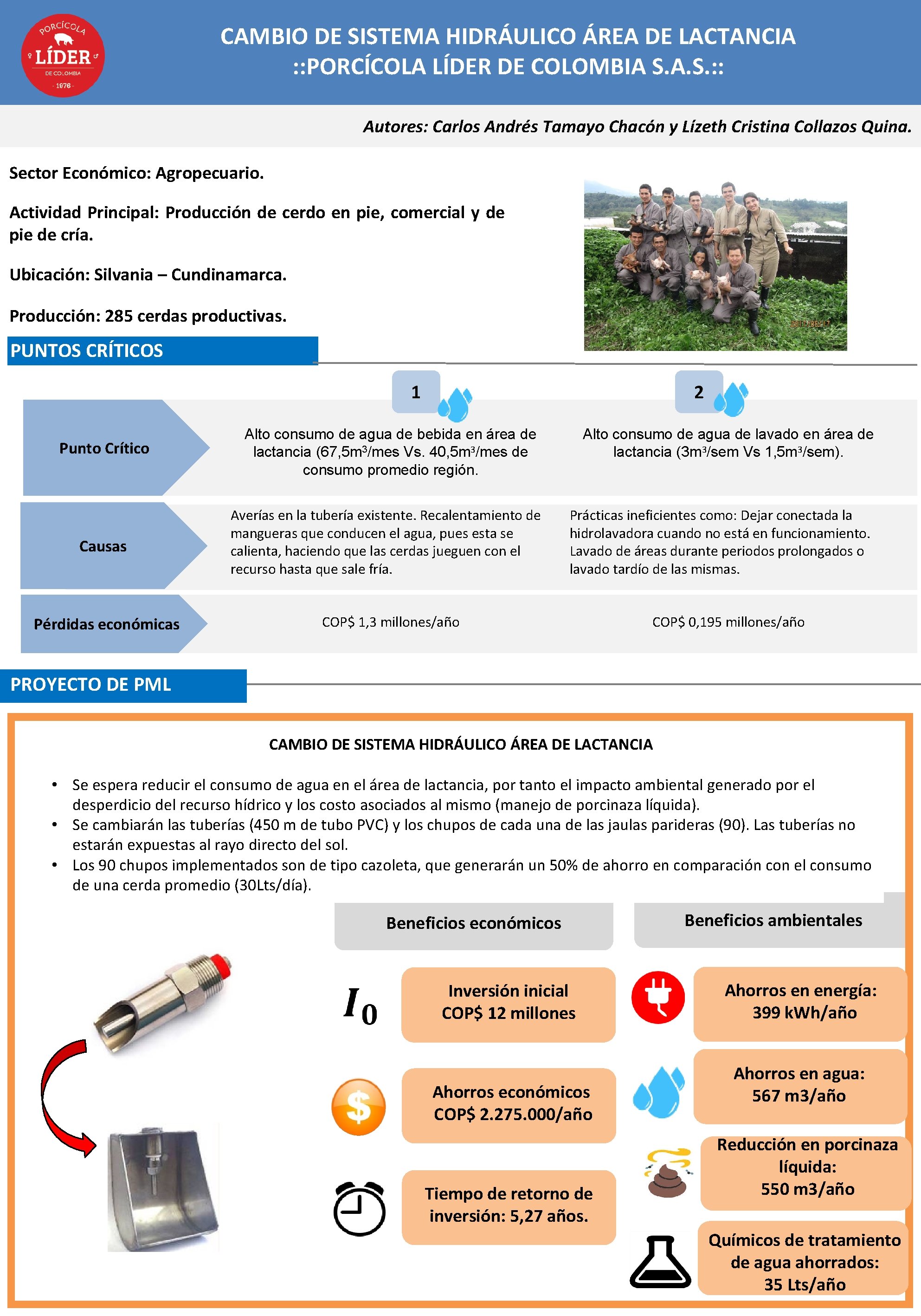 CAMBIO DE SISTEMA HIDRÁULICO ÁREA DE LACTANCIA : : PORCÍCOLA LÍDER DE COLOMBIA S.