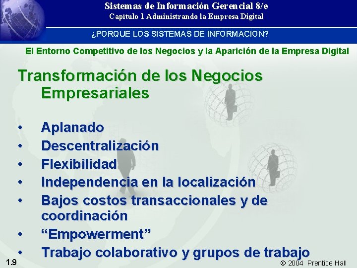 Sistemas de Información Gerencial 8/e Capítulo 1 Administrando la Empresa Digital ¿PORQUE LOS SISTEMAS