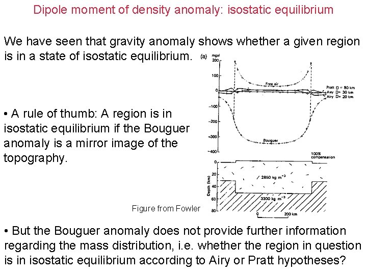 Dipole moment of density anomaly: isostatic equilibrium We have seen that gravity anomaly shows