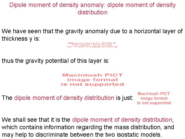 Dipole moment of density anomaly: dipole moment of density distribution We have seen that