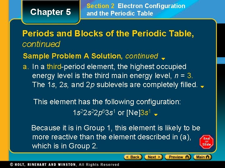 Chapter 5 Section 2 Electron Configuration and the Periodic Table Periods and Blocks of Chapter 5 Section 2 Electron Configuration and the Periodic Table Periods and Blocks of