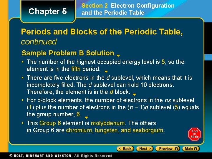 Chapter 5 Section 2 Electron Configuration and the Periodic Table Periods and Blocks of Chapter 5 Section 2 Electron Configuration and the Periodic Table Periods and Blocks of