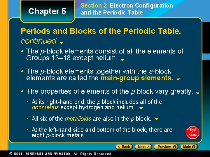 Chapter 5 Section 2 Electron Configuration and the Periodic Table Periods and Blocks of Chapter 5 Section 2 Electron Configuration and the Periodic Table Periods and Blocks of