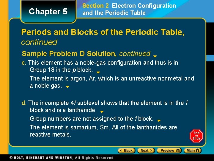 Chapter 5 Section 2 Electron Configuration and the Periodic Table Periods and Blocks of Chapter 5 Section 2 Electron Configuration and the Periodic Table Periods and Blocks of