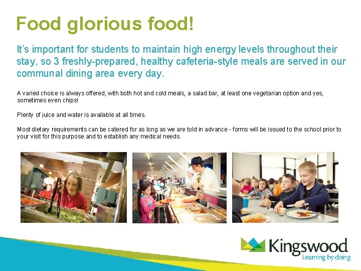 Food glorious food! It’s important for students to maintain high energy levels throughout their