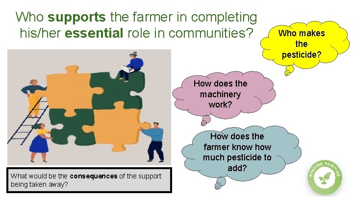 Who supports the farmer in completing his/her essential role in communities? How does the