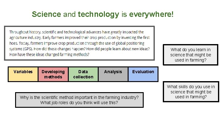 Science and technology is everywhere! What do you learn in science that might be