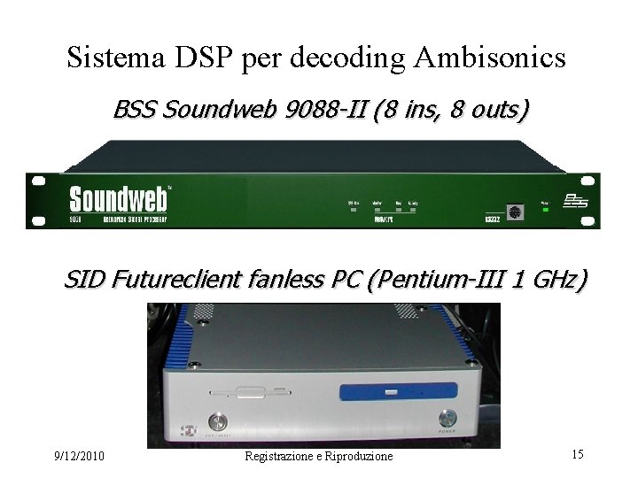 Sistema DSP per decoding Ambisonics BSS Soundweb 9088 -II (8 ins, 8 outs) SID