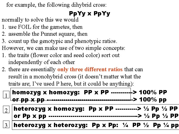 for example, the following dihybrid cross: Pp. Yy x Pp. Yy normally to solve