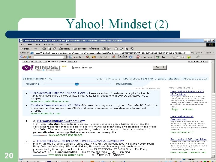 Yahoo! Mindset (2) 20 A. Frank-T. Sharon 