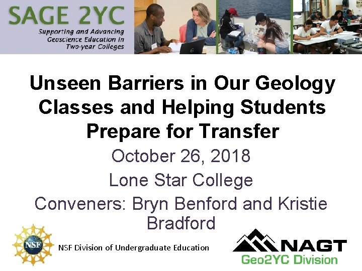 Unseen Barriers in Our Geology Classes and Helping Students Prepare for Transfer October 26,