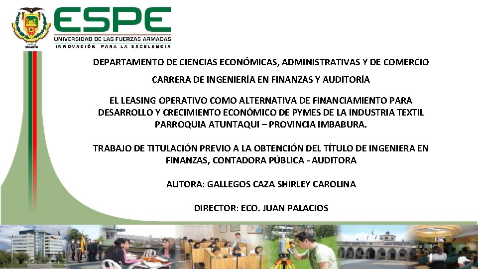 DEPARTAMENTO DE CIENCIAS ECONMICAS ADMINISTRATIVAS Y DE COMERCIO