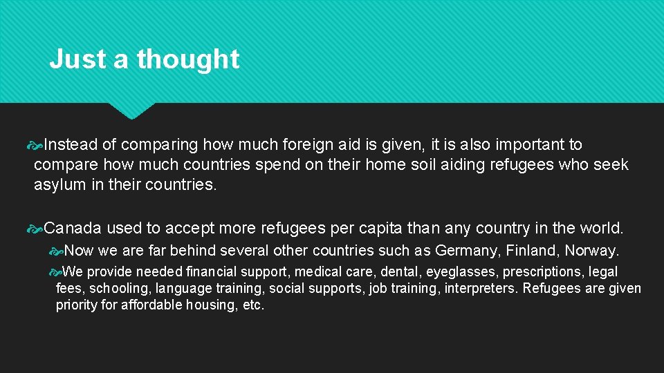 Just a thought Instead of comparing how much foreign aid is given, it is