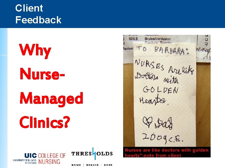Client Feedback Why Nurse. Managed Clinics? 19 