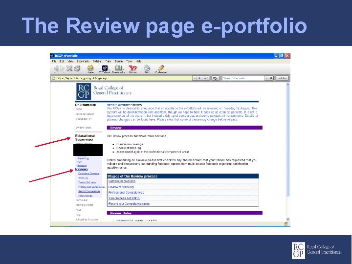 The Review page e-portfolio 