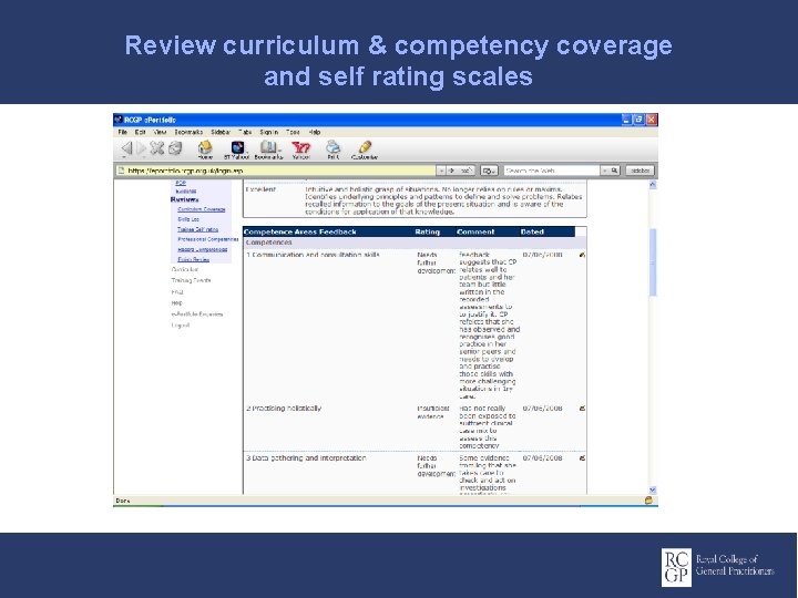 Review curriculum & competency coverage and self rating scales 