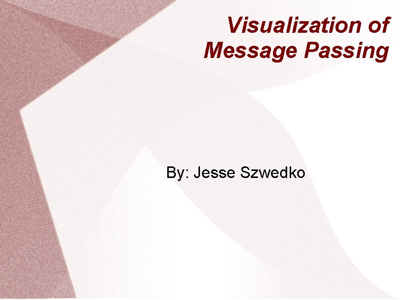 Visualization of Message Passing By: Jesse Szwedko 