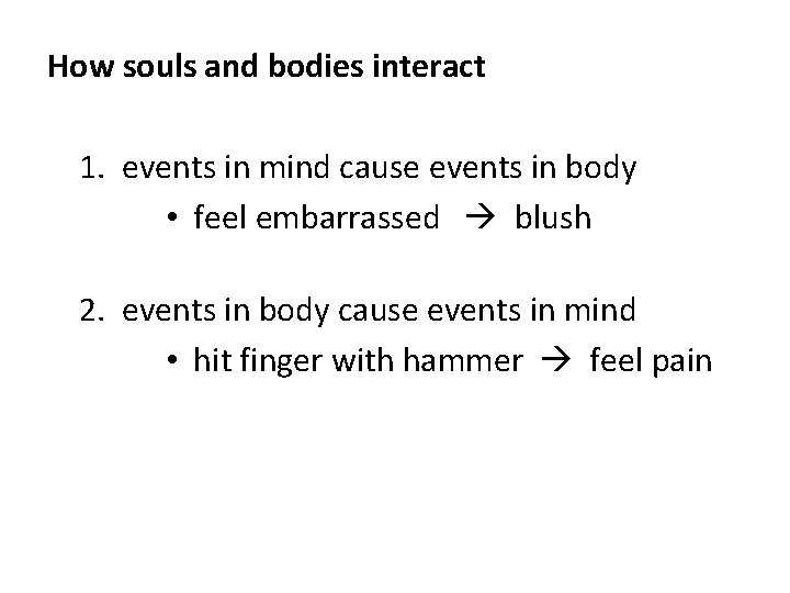 How souls and bodies interact 1. events in mind cause events in body •