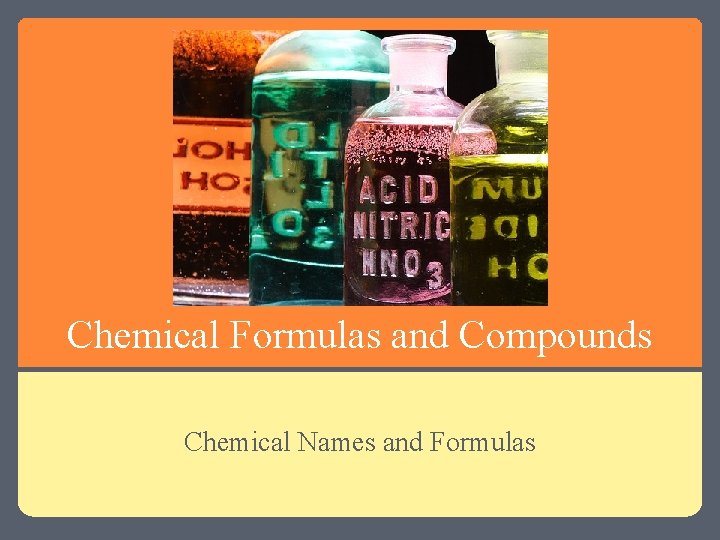 Chemical Formulas and Compounds Chemical Names and Formulas 