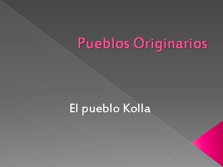 Pueblos Originarios El pueblo Kolla 