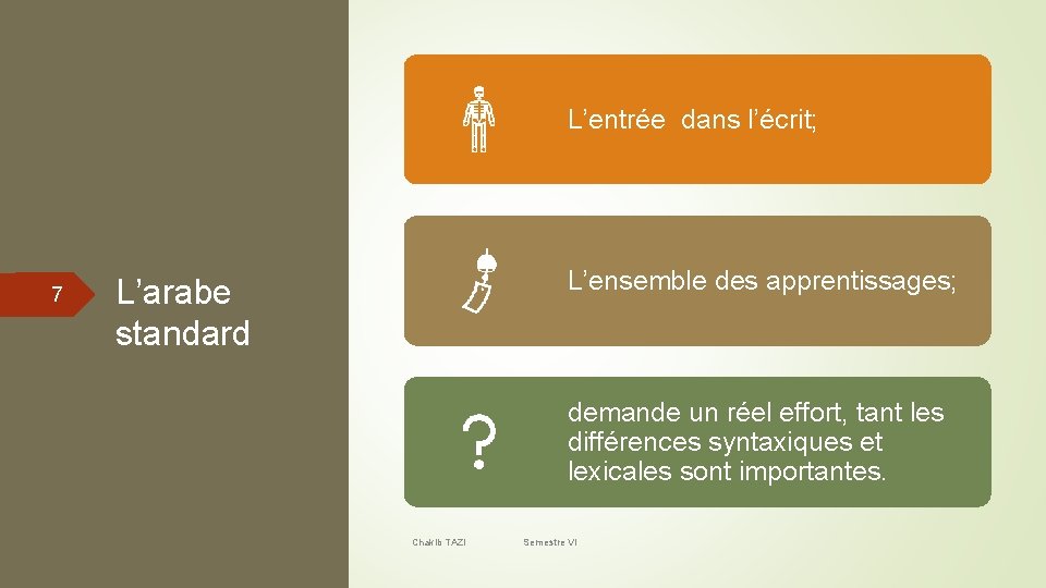 L’entrée dans l’écrit; 7 L’ensemble des apprentissages; L’arabe standard demande un réel effort, tant