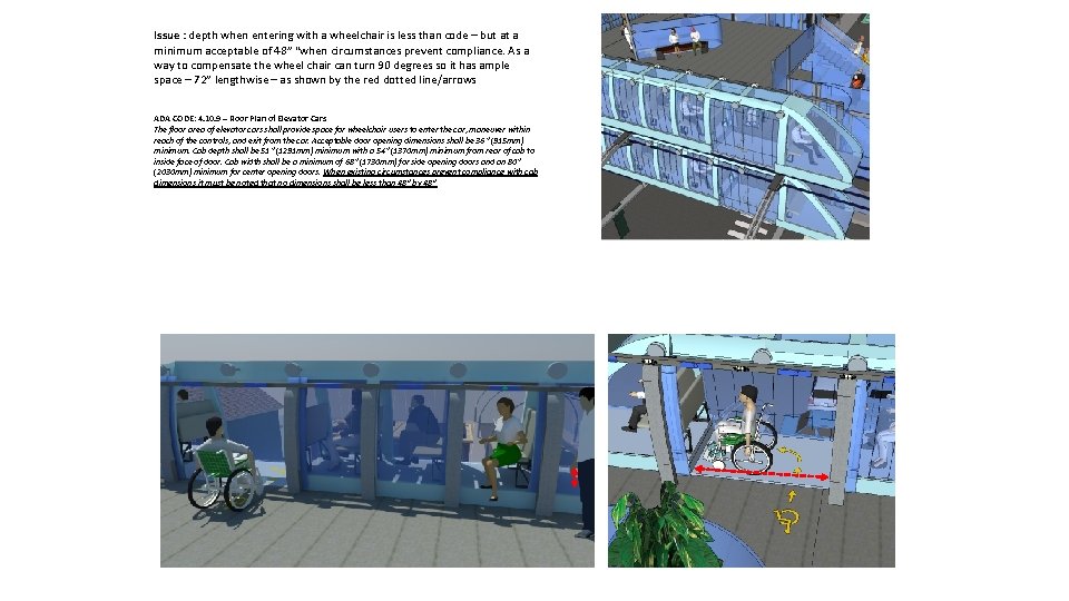 Issue : depth when entering with a wheelchair is less than code – but