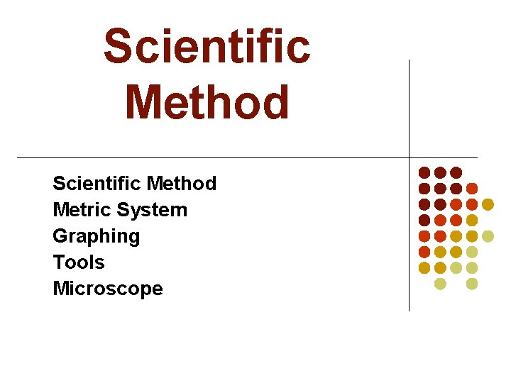 Scientific Method Metric System Graphing Tools Microscope 