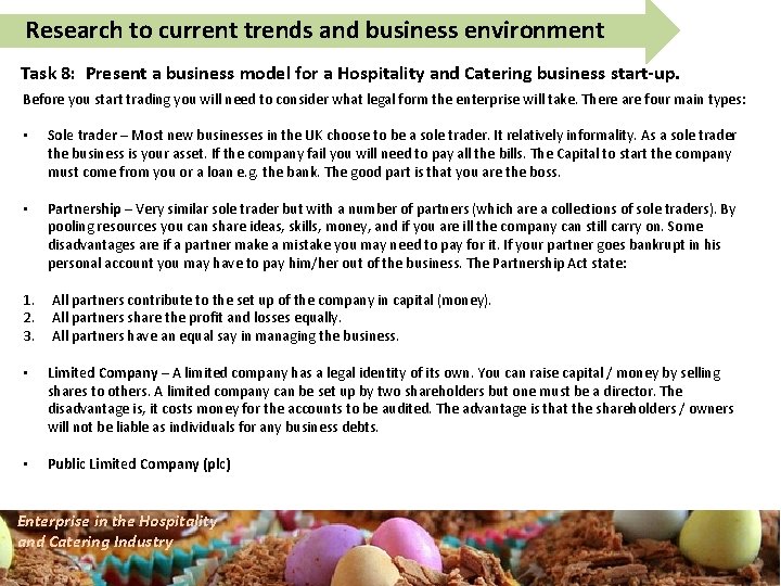Research to current trends and business environment Task 8: Present a business model for