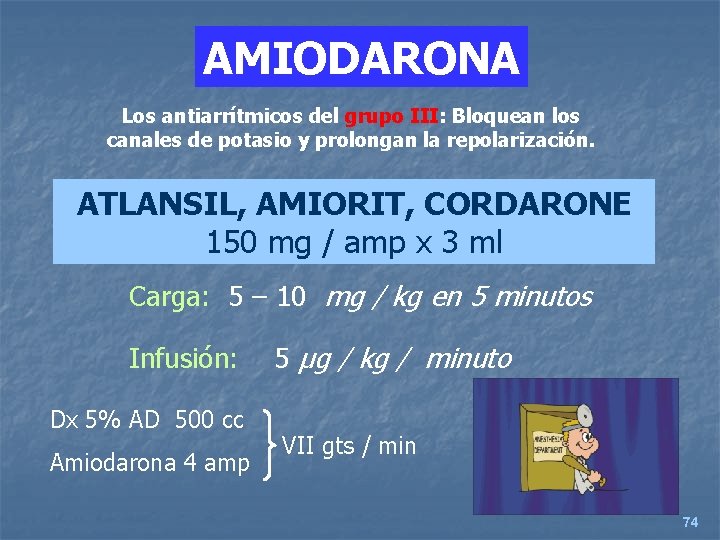 AMIODARONA Los antiarrítmicos del grupo III: Bloquean los canales de potasio y prolongan la