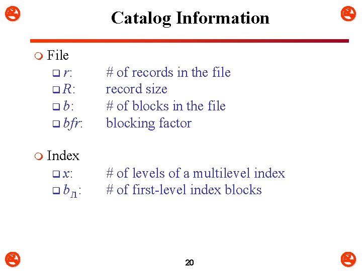  Catalog Information m m File q r: q R: q bfr: # of
