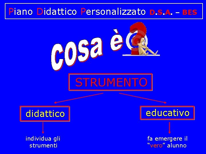 Piano Didattico Personalizzato D. S. A. – BES STRUMENTO didattico educativo individua gli strumenti