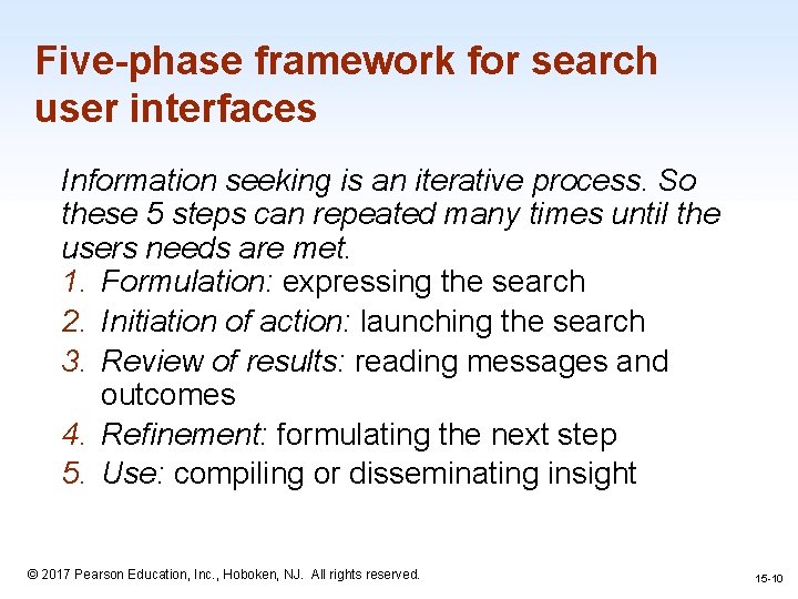 Five-phase framework for search user interfaces Information seeking is an iterative process. So these