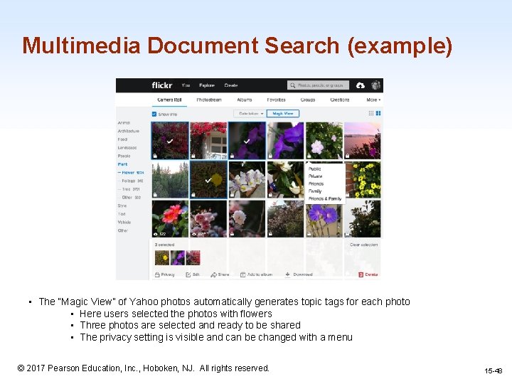 Multimedia Document Search (example) • The “Magic View” of Yahoo photos automatically generates topic