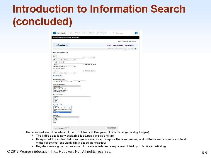 Introduction to Information Search (concluded) • The advanced search interface of the U. S.