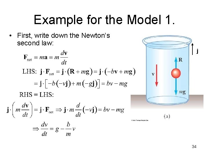Example for the Model 1. • First, write down the Newton’s second law: j