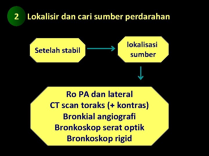 2 Lokalisir dan cari sumber perdarahan Setelah stabil lokalisasi sumber Ro PA dan lateral