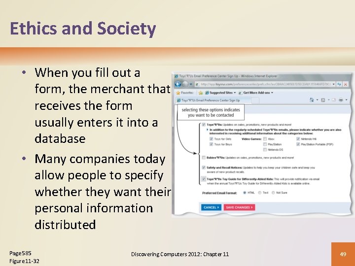 Ethics and Society • When you fill out a form, the merchant that receives