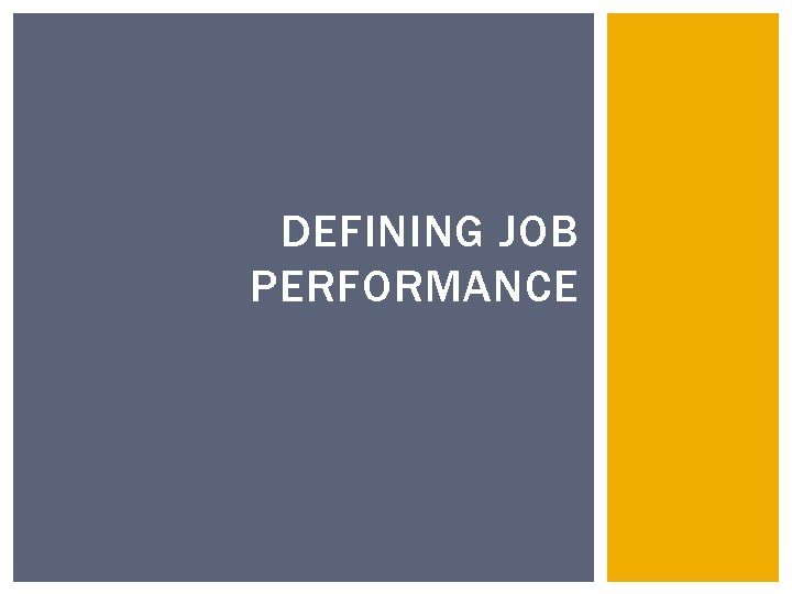 DEFINING JOB PERFORMANCE 