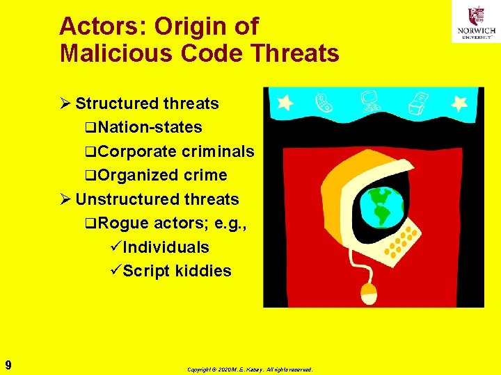 Actors: Origin of Malicious Code Threats Ø Structured threats q. Nation-states q. Corporate criminals