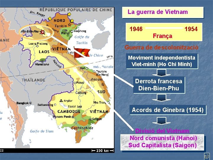 La guerra de Vietnam 1946 1954 França Guerra de descolonització Moviment independentista Viet-minh (Ho