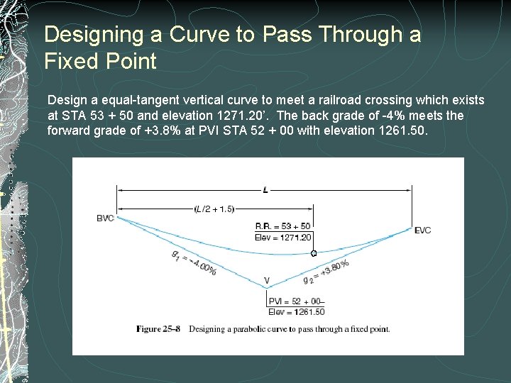 Designing a Curve to Pass Through a Fixed Point Design a equal-tangent vertical curve