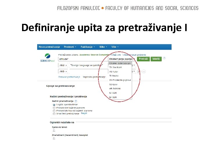 Definiranje upita za pretraživanje I 