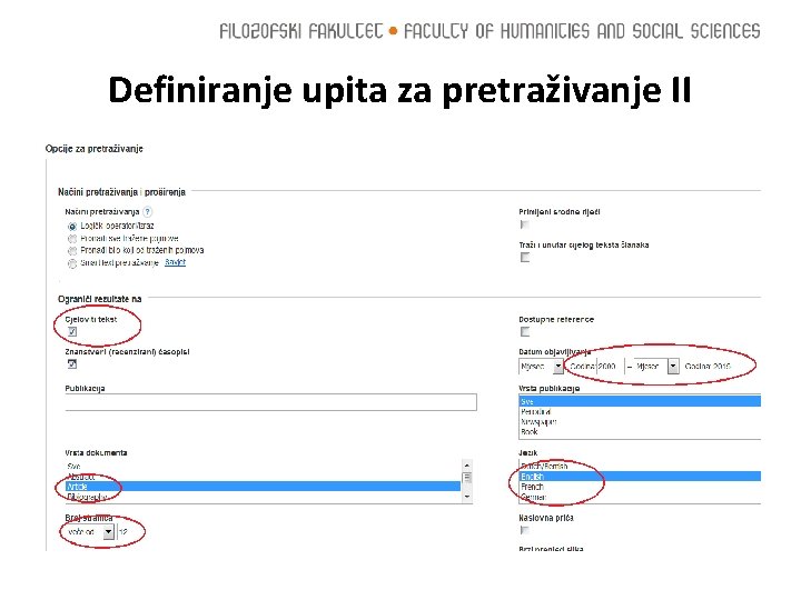 Definiranje upita za pretraživanje II 