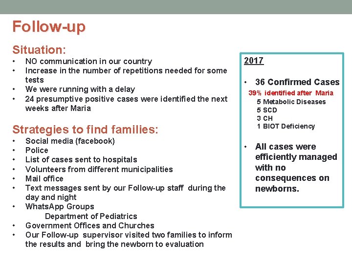 Follow-up Situation: • • NO communication in our country Increase in the number of