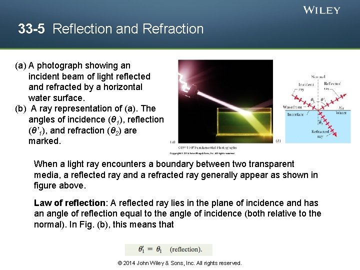 33 -5 Reflection and Refraction (a) A photograph showing an incident beam of light